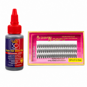 Kit Cola salon pro 30s e cílios Dafu tufinho 30P 0.07d 10mm