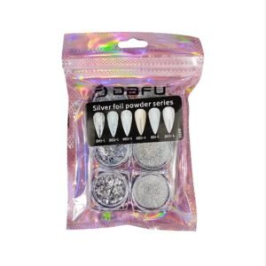 Kit Gliter Efeito Cromado 6 Cápsulas Prata Foil Powder Series
