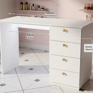 Mesa Para Nail Designer/Manicure 62X145cm Mdf Premium Along Nails