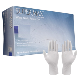 Luvas Nitrílicas White Sem Pó Supermax Caixa com 100 Un Tam P