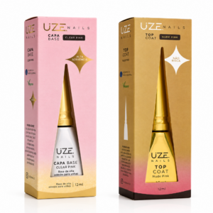 Top Coat Nude Pink 12ml e Capa Base Clear Pink 12ml