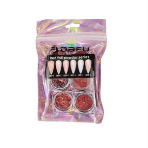 Kit Gliter Efeito Cromado 6 Cápsulas Vermelho Foil Powder Series
