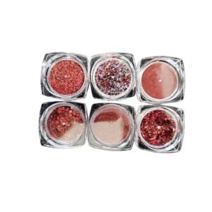 Kit Gliter Efeito Cromado 6 Cápsulas Vermelho Foil Powder Series