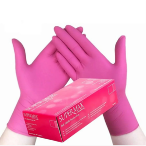 Luva Nitrílica Supermax Rosa P-Cx com 100