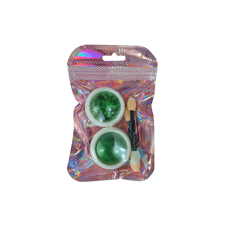 Kit Glitter Efeito Cromado e Folha de Ouro - Verde - Imagem 2