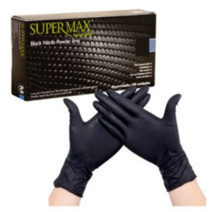 Luva Nitrílica Supermax Preta M-Cx com 100