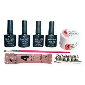 Kit Completo Real Love Preparadores Géis Nude Pincel E Presilhas
