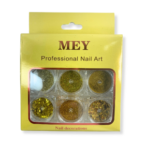 Kit Glitter Fino Flocado e Folha de Ouro 6 unidades