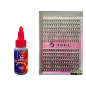 Kit Extensão Cílios Dafu 10P e 20P e Cola Salon Pro 30seg