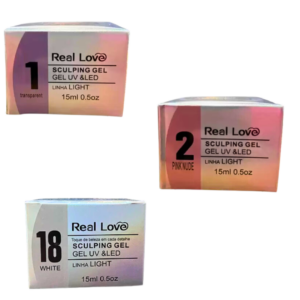 Kit Com 3 Géis Real Love 15ml Branco Transparente Pink nude