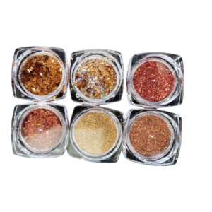 Kit Gliter Efeito Cromado 6 Cápsulas Cobre Foil Powder Series