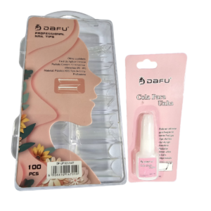 Kit Tips Sorriso Reta C Dafu Com 100 Unidades e Cola Tips