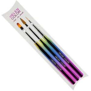 Kit Pincel Helen Color- Pincel Fino, Língua de Gato e Porcelana – 3 Unidades