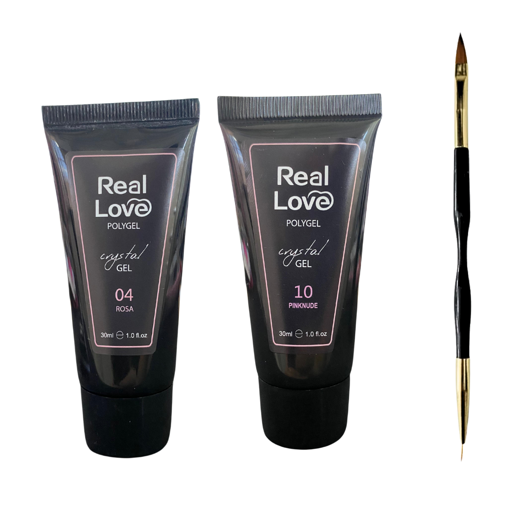 Kit 2 Polygeis N10 e N4 Com 1 Pincel Ponta Dupla Real Love