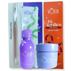 Kit Acrílico Vólia Sachê Monomer Pincel e frascos