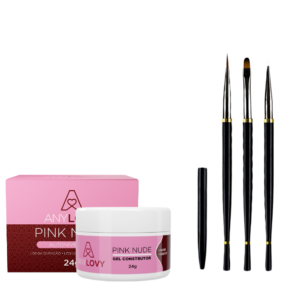 Kit Gel Pink Nude Anylovy e Kit Com 3 Pinceis