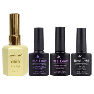 Kit Real Love Preparadores 8ml E Top Coat Blindado 15ml