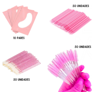 Combo Extensão de Cílios Pad Escovinha Bastão e Microbrush