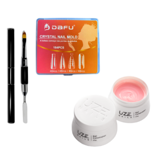Kit Molde F1 4 Modelos Gel Uze Nails Pink e Pincel