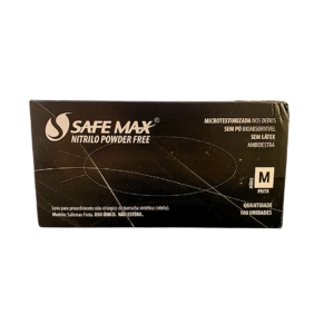 Luva Nitrílica Safe Max Preta Com 100 un
