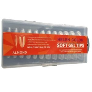 Tips Soft Gel 240 Peças Almond Transparentes Helen Color
