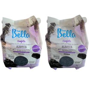 Kit Cera Confete Elástica Negra Depil Bella 1kg cada 2 Unidades