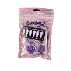 Kit Gliter Efeito Cromado 6 Cápsulas Roxo Foil Powder Series