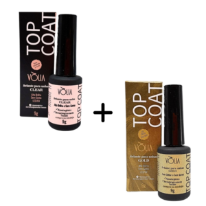 Kit Uv/Led Selante Top Coat Volia Clear e Gold – 2 unidades