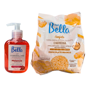 Kit Cera 1kg Chocolate Branco e Gel Corporal Melancia 250g