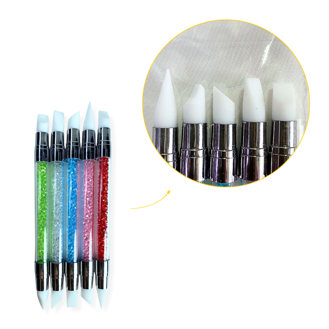Kit 5 Pincéis Ponta Dupla de Silicone - Imagem 2