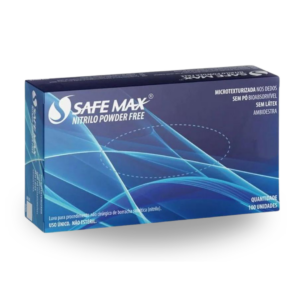 Luva Nitrílica Safe Max Azul Com 100 un