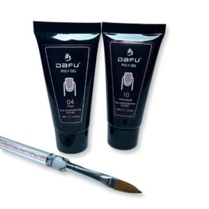 Kit Polygel Dafu Pink Nº4 Pink Nude Nº10 e Pincel Kolinsky