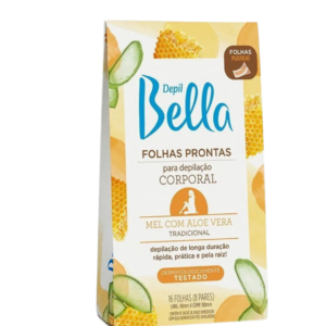 Folhas Prontas Facial Mel e Aloe Vera Depil Bella 16 Folhas