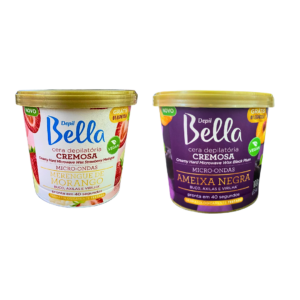 Kit 2 Ceras Microondas DepilBella Cremosa Ameixa e Merengue de morango 100g