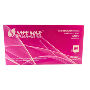 Luva Nitrílica Safe Max Rosa Com 100 un