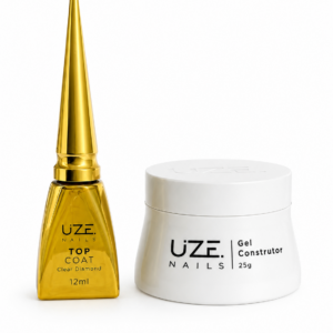 Kit Top Coat Diamond 12ml e Gel Construtor Elegante Cover 25g