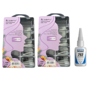 Kit Unha Postiça Estileto Semi Fosca 2 Caixas e 1 Cola Tek Bond