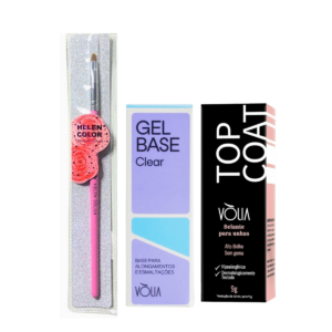 Gel Base Top Coat Vólia e Pincel Língua de Gato Nº4