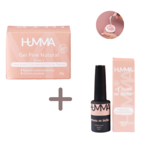 Kit Gel Humma Pink Natural e Top Coat Tradicional