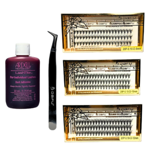 Kit Cílios Tufinho 20P 0.10d 8,10 e 12mm Pinça e Cola Ardell