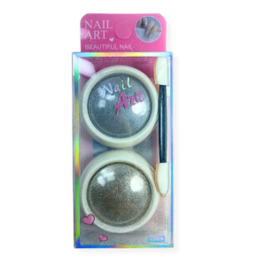Pó Cromado Prata Nail Art 2un 23g Com Aplicadores