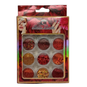Glitter Fino Bella Rosa Estojo com 12 Unidades