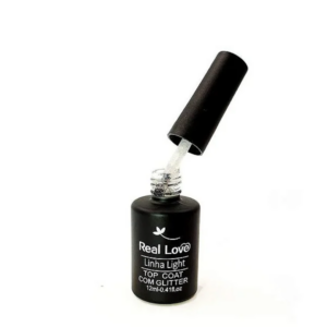 Top Coat com Glitter Prata Real Love 12ml