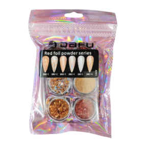 Kit Gliter Efeito Cromado 6 Cápsulas Cobre Foil Powder Series