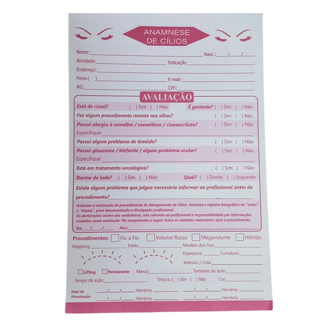 Ficha de Anamnese De Cílios