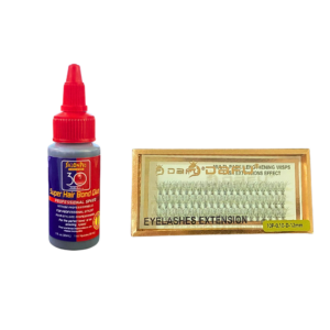 Kit cílios tufinho dafu 10p 0.10d 12mm e cola salon pro 30s