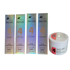 Kit Gel UV para Unhas Real Love 4 Saches N4 e 1 Pote N4 30g