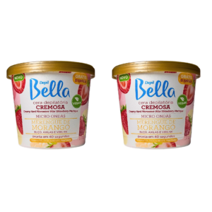 Kit 2 Ceras Cremosas Microondas Depil Bella Morango 100g