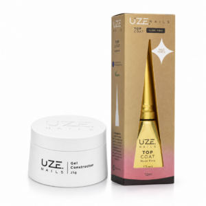 Kit Uze Nails Top Coat Nude Pink 12ml e Gel Nude 25g