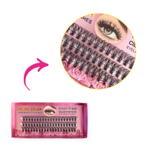 Kit Lash Cílios 20P 0.10D 12mm Com Kit 3 Pinças e Cola